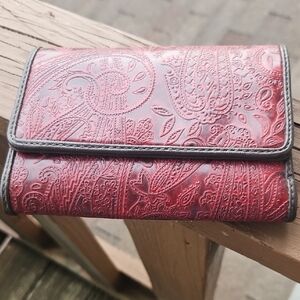 Elegant Red Embossed Women's Wallet